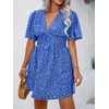 image:imageFloerns Womens Plus Size V Neck Short Sleeve Ruffle Hem A Line Short DressRoyal Blue