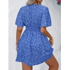 image:imageFloerns Womens Plus Size V Neck Short Sleeve Ruffle Hem A Line Short DressRoyal Blue