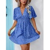 image:imageFloerns Womens Plus Size V Neck Short Sleeve Ruffle Hem A Line Short DressRoyal Blue