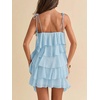 image:imageFloerns Womens Ruffle Mini Dress Tie Shoulder Sleeveless Cocktail SundressBlue