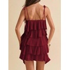 image:imageFloerns Womens Ruffle Mini Dress Tie Shoulder Sleeveless Cocktail SundressBurgundy