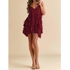 image:imageFloerns Womens Ruffle Mini Dress Tie Shoulder Sleeveless Cocktail SundressBurgundy