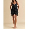 image:imageFloerns Womens Ruffle Mini Dress Tie Shoulder Sleeveless Cocktail SundressDark Black