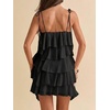 image:imageFloerns Womens Ruffle Mini Dress Tie Shoulder Sleeveless Cocktail SundressDark Black