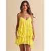 image:imageFloerns Womens Ruffle Mini Dress Tie Shoulder Sleeveless Cocktail SundressPale Yellow
