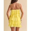 image:imageFloerns Womens Ruffle Mini Dress Tie Shoulder Sleeveless Cocktail SundressPale Yellow