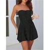 image:imageFloerns Womens Ruffle Trim Tube Mini Dress Strapless Birthday Going Out DressesBlack