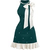 image:imageFloerns Womens Bowknot Halter Dress Pearl Ruffle Hem Party Mini DressesDark Green