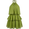 image:imageFloerns Womens Halter Sleeveless Tiered Layered Ruffle Mesh Mini DressesGreen