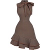 image:imageFloerns Womens Plaid Bow Tie Tweed Sleeveless Ruffle Elegant Mini DressBrown
