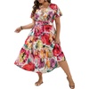 image:imageFloerns Womens Plus Size Hawaiian Tropical V Neck Long DressWhite Red Multi