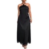 image:imageFloerns Womens Plus Size Satin Lace Halter Neck Wedding Guest Long DressBlack