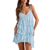 image:imageFloerns Womens Ruffle Mini Dress Tie Shoulder Sleeveless Cocktail SundressBlue
