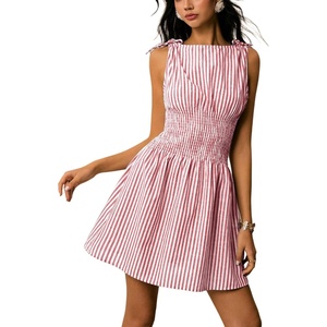 image:imageFloerns Womens Gingham A Line Dress Mini Checkered Elegant DressesRed Stripe