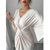 image:imageFloerns Womens Elegant V Neck Twist Front Formal Evening Maxi DressApricot