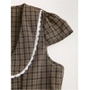 image:imageFloerns Womens Gingham Button Down Mini Dress Cute Short Sleeve Ruffle Hem A Line Tea Party DressesCoffee