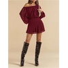 image:imageFloerns Womens Off The Shoulder Chiffon Lantern Long Sleeve Mini DressBurgundy