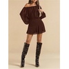 image:imageFloerns Womens Off The Shoulder Chiffon Lantern Long Sleeve Mini DressCoffee Brown