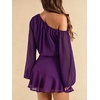 image:imageFloerns Womens Off The Shoulder Chiffon Lantern Long Sleeve Mini DressPurple