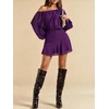 image:imageFloerns Womens Off The Shoulder Chiffon Lantern Long Sleeve Mini DressPurple