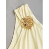 image:imageFloerns Womens Off The Shoulder Metal Floral Layered Hem Mini DressesApricot Solid