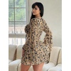 image:imageFloerns Womens Plus Size Floral Gothic Dress Flare Long Sleeve Mesh Grunge A Line DressApricot