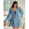 image:imageFloerns Womens Plus Size Floral Gothic Dress Flare Long Sleeve Mesh Grunge A Line DressLight Blue