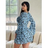 image:imageFloerns Womens Plus Size Floral Gothic Dress Flare Long Sleeve Mesh Grunge A Line DressLight Blue