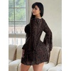 image:imageFloerns Womens Plus Size Floral Gothic Dress Flare Long Sleeve Mesh Grunge A Line DressLight Brown