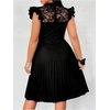 image:imageFloerns Womens Plus Size Lace Ruffle Cap Sleeve Pleated Party Midi DressBlack