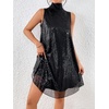 image:imageFloerns Womens Sequin Sleeveless Tank High Neck Bow Shiny Party DressBlack