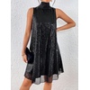 image:imageFloerns Womens Sequin Sleeveless Tank High Neck Bow Shiny Party DressBlack