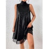 image:imageFloerns Womens Sequin Sleeveless Tank High Neck Bow Shiny Party DressBlack