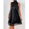 image:imageFloerns Womens Sequin Sleeveless Tank High Neck Bow Shiny Party DressBlack