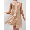 image:imageFloerns Womens Sequin Sleeveless Tank High Neck Bow Shiny Party DressChampagne