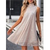 image:imageFloerns Womens Sequin Sleeveless Tank High Neck Bow Shiny Party DressChampagne Solid