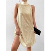 image:imageFloerns Womens Sequin Sleeveless Tank High Neck Bow Shiny Party DressGold