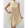 image:imageFloerns Womens Sequin Sleeveless Tank High Neck Bow Shiny Party DressGold