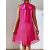 image:imageFloerns Womens Sequin Sleeveless Tank High Neck Bow Shiny Party DressHot Pink