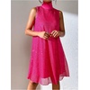 image:imageFloerns Womens Sequin Sleeveless Tank High Neck Bow Shiny Party DressHot Pink