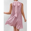 image:imageFloerns Womens Sequin Sleeveless Tank High Neck Bow Shiny Party DressPink
