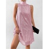 image:imageFloerns Womens Sequin Sleeveless Tank High Neck Bow Shiny Party DressPink