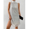 image:imageFloerns Womens Sequin Sleeveless Tank High Neck Bow Shiny Party DressSilver