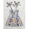 image:imageFloerns Womens Summer Floral Tie Shoulder Flare Hem Boho Mini DressBlue Multi