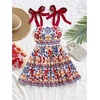 image:imageFloerns Womens Summer Floral Tie Shoulder Flare Hem Boho Mini DressBlue and Red