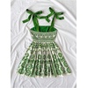 image:imageFloerns Womens Summer Floral Tie Shoulder Flare Hem Boho Mini DressGreen Multi