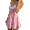 image:imageFloerns Womens Y2k Polka Dots Mini Dress Lace Trim Layered Ruffle Coquette Going Out Babydoll DressesPink