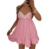 image:imageFloerns Womens Y2k Polka Dots Mini Dress Lace Trim Layered Ruffle Coquette Going Out Babydoll DressesPink