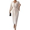 image:imageFloerns Womens Elegant V Neck Twist Front Formal Evening Maxi DressApricot