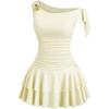 image:imageFloerns Womens Off The Shoulder Metal Floral Layered Hem Mini DressesApricot Solid